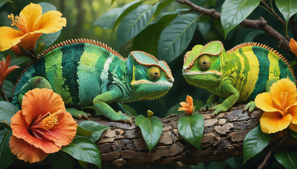 explorez les secrets fascinants du camouflage coloré des caméléons et découvrez comment ces reptiles maîtrisent l'art du changement de couleur pour se fondre dans leur environnement.